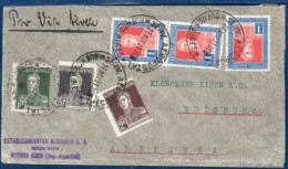 Argentina To Germany, 1931, Via Air Mail, High Postage With 8 Stamps    (041) - Storia Postale