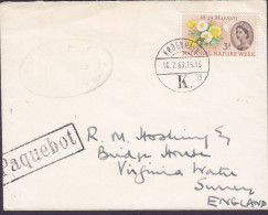 Great Britain Boxed PAQUEBOT Cds. Brotype KØBENHAVN K (19.) 1963 Cover Brief Lettre SURREY England National Nature Week - Brieven En Documenten