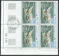 TAAF - N°146  - PLONGEE EN TERRE ADELIE - 3 BLOCS DE 4 - COIN DATE 20.09.88  OBLITERES EN MARGE - Used Stamps