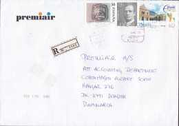 Spain PREMIAIR Registered Certificado Label AEROPUERTO MALAGA 1996 Cover Letra Denmark Dia Del Sello & Espamer - Lettres & Documents