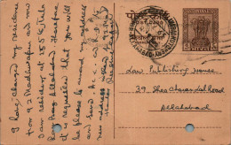 India Postal Stationery Ashoka 6p To Allahabad - Ansichtskarten