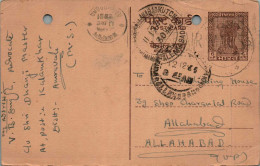 India Postal Stationery Ashoka 6p To Allahabad - Ansichtskarten