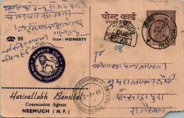 India Postal Stationery Ashoka 6p Lion Harivallah Bansilal Neemuch - Ansichtskarten