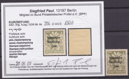 MiNr 206 Wa Z DD II, **, Kurzbefund Paul "einwandfrei" - Mint