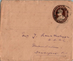 India Postal Stationery George VI 1A To Saidapet - Postcards