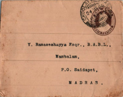 India Postal Stationery George VI 1A To Madras - Postcards