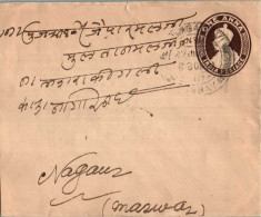 India Postal Stationery George VI 1A To Nagaur - Postcards