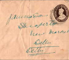 India Postal Stationery George VI 1A To Delhi Kuchaman Cds - Postkaarten