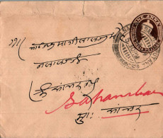 India Postal Stationery George VI 1A Sambhar Cds - Postkaarten