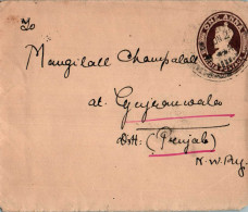 India Postal Stationery George VI 1A Gujranwala Cds - Postales