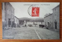 CPA, LONGESSAIGNE (69), Rue Principale Animée, Voiture 1913 - Other & Unclassified
