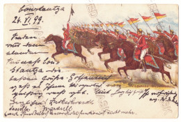 RO 97 - 25226 CONSTANTA, Romanian Cavalry, Litho, Romania - Old Postcard - Used - 1899 - Roumanie