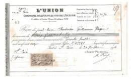 Lettre De Change  L'UNION  COMPAGNIE  D'ASSURANCES      PARIS  1911  (1785) - Bills Of Exchange