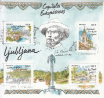 2022 France European Capitals LJUBLJANA Souvenir Sheet MNH @ BELOW FV * Crease Top Left Corner Stamps OK* - Nuovi