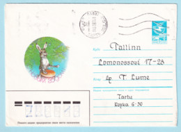 USSR 1986.0627. New Year Greeting (hare). Prestamped Cover, Used - 1980-91