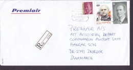 Spain PREMIAIR Registered Certificado Label AEROPUERTO MALAGA 1999 Cover Letra Denmark Angel San Briz - Covers & Documents