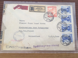 Österreich Spätlingssendung Zensur R-Brief In Die USA 1948 - Cartas & Documentos