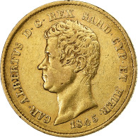 États Italiens, SARDINIA, Carlo Alberto, 20 Lire, 1845, Genoa, Or, TTB - Piémont-Sardaigne-Savoie Italienne