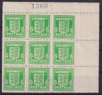 Deutsche Bestzung II. Weltkrieg Kanalinseln Guernsey 9er Block Bogenecke 90,00++ - Besetzungen 1938-45