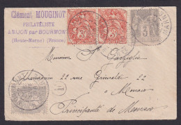 Frankreich BOURMONT Haute Marne Brief MIF Paar 3c + 1+3c Nach Principaute Monaco - Storia Postale