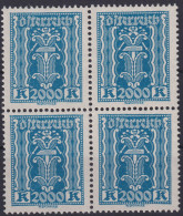 Österreich 395 A 2000 Kr. Hammer & Zange Viererblock Luxus Postfrisch MNH 88,-++ - Storia Postale
