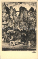 72176444 Saechsische Schweiz Bastei Radierung Rathen Sachsen - Rathen