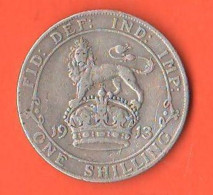 One Shilling 1913 UK Great Britain Silver Coin King Georgius V° England Angleterre Inghilterra - I. 1 Shilling