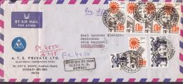 India Airmail A.T. E. PRIVATE Par Avion Registered SEEPZ Andheri 1968 Cover Brief Lettre KAGISWIL Switzerland 4-Stripe - Cartas & Documentos