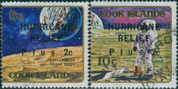 Cook Islands 1972 SG393-395 Apollo Moon Landing HURRICANE RELIEF Ovpt FU - Cookeilanden