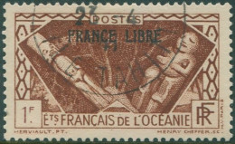 French Oceania 1941 SG140 1f Brown Adherence To General De Gaulle Ovpt FRANCE LI - Autres & Non Classés