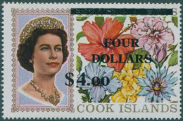 Cook Islands 1970 SG336 $4 Ovpt Flowers QEII With Paper Fold MNH - Cookinseln