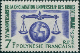 French Polynesia 1963 Sc#206,SG31 7f Human Rights MNH - Altri & Non Classificati