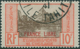 French Oceania 1941 SG138 10f Brown And Red Adherence To General De Gaulle Ovpt - Sonstige & Ohne Zuordnung
