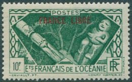 French Oceania 1941 SG144 10f Green Adherence To General De Gaulle Ovpt FRANCE L - Sonstige & Ohne Zuordnung