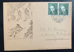 20425 - Rodolphe Toepffer Timbre Pro Juventute Journée Du Timbre Sion 1948 Sur Carte Illustrée "Voyages En Suisse..... " - Bandes Dessinées