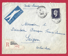 !!! POSTE AÉRIENNE, 50 FRANCS DULAC SEUL SUR LETTRE PAR AVION POUR L'INDOCHINE DE 1949 - 1927-1959 Storia Postale