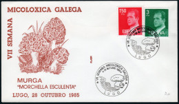 Lugo - Edi O 2344+2346 - Mat "Lugo - VII Semana Micoloxica Galega - 28/10/1985" - Brieven En Documenten