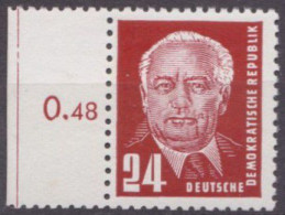 MiNr 324 Y, **, "Pieck", Randstück, Besseres Wasserzeichen, Gepr. Weigelt - Unused Stamps