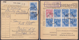 MiNr 584, 580, Hohe Frankatur Mit 10 Werten, Paketkarte "Kahla", 28.1.58 - Cartas & Documentos