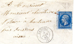 Aisne - Env Sans Corr Affr N° 22 (ld) Obl GC 1619 Tàd Type 15 Gandelu (lettres Serrées) - 1849-1876: Klassik