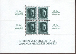 Deutsches Reich Block 11 A. Hitler MNH Postfrisch ** Neuf (2) - Blokken