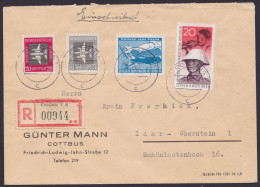 MiNr 662 U.a., "Pappchinese", MiF Auf R-Brief "Cottbus", 11.11.58 - Briefe U. Dokumente