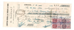 Lettre De Change  COMPTOIR GENERAL DES BUREAUX DE TABAC   LIMOGES  1946     (1797) - Bills Of Exchange