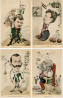 4 CPA Satiriques. Alexandre / Wilhelmine / Victor Emmanuel / Edouard - Illustrateur Emile Paulat - Satirical