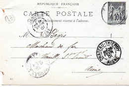 Aisne - Entier Sage 10c (déf) Obl Tàd Type Gandelu + Boite Rurale G (localisée Hautevesnes) - 1877-1920: Periodo Semi Moderno