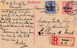 JOLIE CP DE 1912 TIMBRES ALLEMANDS SURCHARGES .DE BUXELLE POUR LA FRANCE .TRES INTERESSANTS . - Andere & Zonder Classificatie