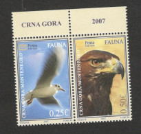 MONTENEGRO-MNH HORIZONTAL PAIR - FAUNA - BIRDS-EAGLE-2007. - Montenegro