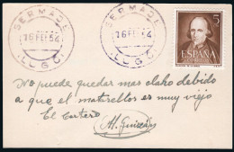Lugo - Edi O TP 1071 - Mat "Germade 16/02/54" + Manuscrito "No Puede Quedar Mas Claro Debido..." - Cartas & Documentos