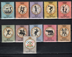 Hungary 1960 Olympic Games Rome, Rowing, Archery, Athletics Etc. Set Of 11 MNH - Verano 1960: Roma