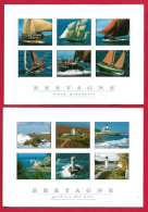 A811 COULEURS DE BRETAGNE PHARES ET VIEUX GREMENTS 2 CARTES POSTALES - Other & Unclassified